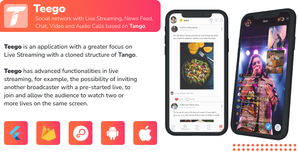 Teego (iOS and Android)  - Live Streaming with up to 4 participants, Feed, Paid calls and Payouts    