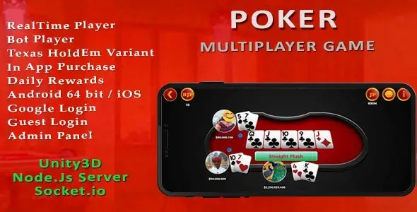 Texas Holdem Poker Multiplayer Game Unity  Mobile App template