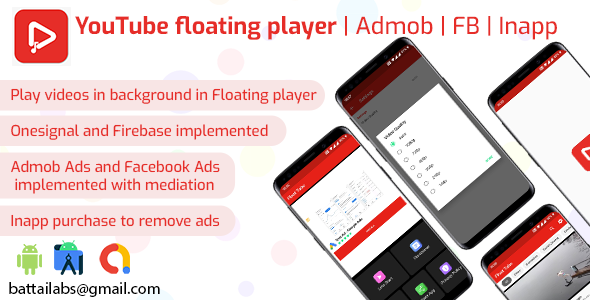 YouTube floating player | Admob | FB | Inapp Unity  Mobile App template