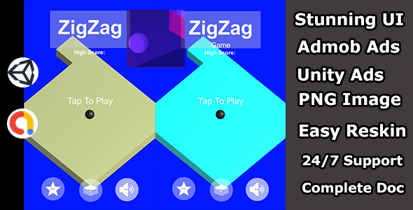 Zigzag ball jumping game unity source code    