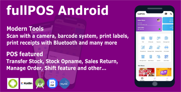 fiPOS - Sales Application (POS) And Business Management, based on Android with php, mysql Unity  Mobile App template