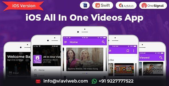 iOS All In One Videos App (DailyMotion,Vimeo,Youtube,Server Videos, Admob with GDPR) iOS  Mobile App template