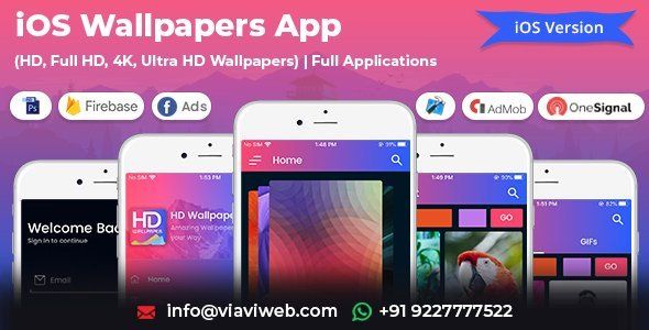 iOS Wallpapers App (HD, Full HD, 4K, Ultra HD Wallpapers) iOS  Mobile App template