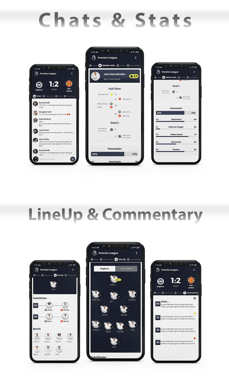 Flutter Football UI Kit: LiveScore & Chats Matches & News Sport ( ANDROID, IOS ) - 4