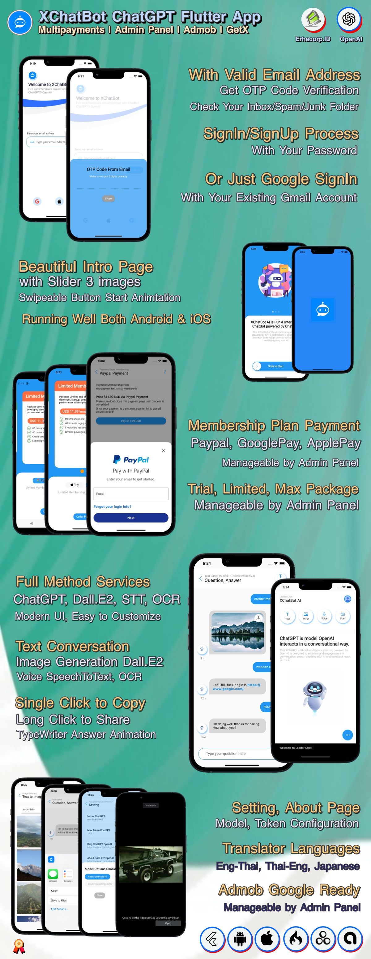 XChatBot ChatGPT OpenAI Flutter App with Multi Payments | Admin Panel | Admob | GetX - 3
