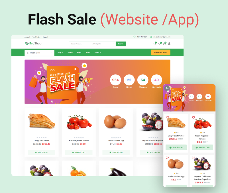 ​​​EcoShop - Multivendor Food, Grocery, Ecommerce Flutter App with Admin Panel & Website - 8