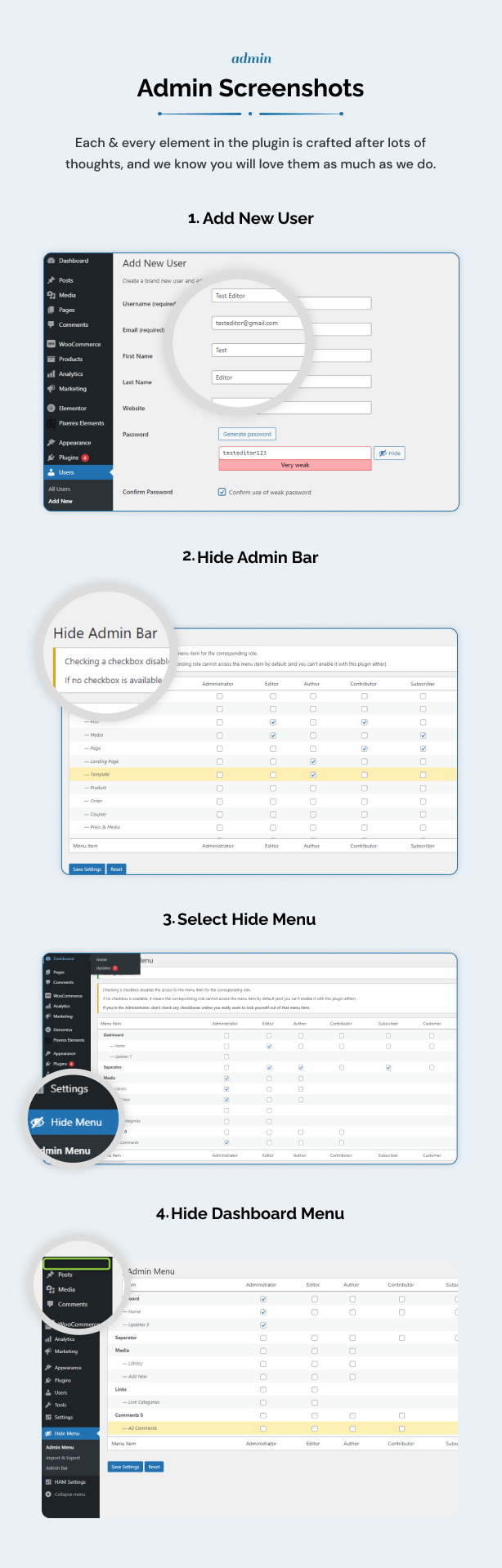 WordPress Hide Admin Menu Plugin code.market