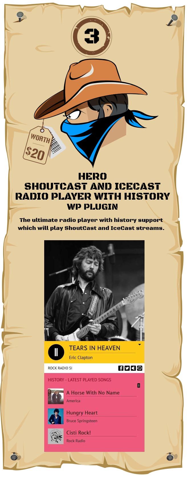 Hero - Shoutcast and Icecast Radio Player With History - WordPress Plugin