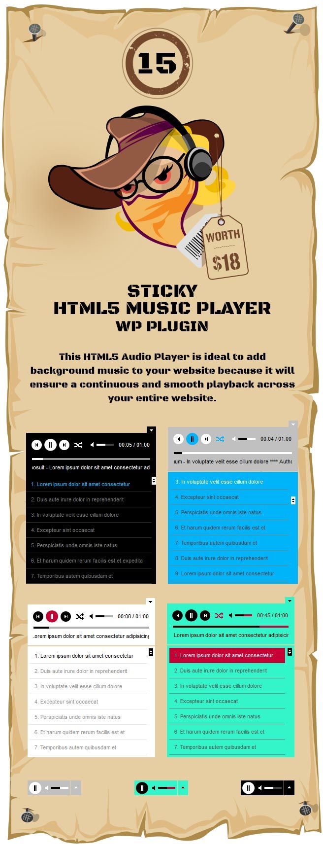 Sticky HTML5 Music Player WordPress Plugin