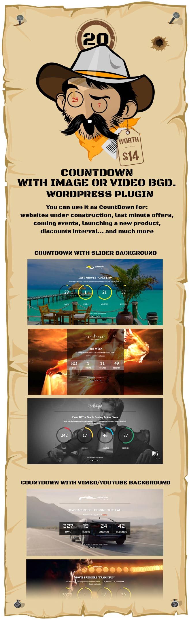 CountDown With Image or Video Background - Responsive WordPress Plugin