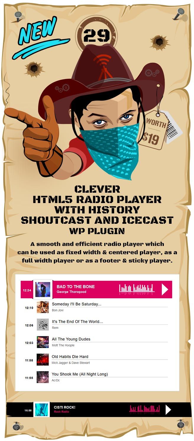 Clever Shoutcast Radio Player - WordPress Plugin