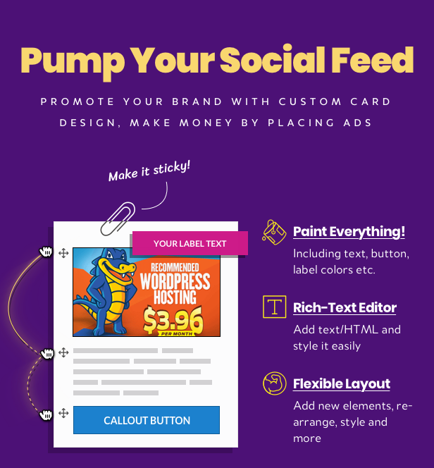 WordPress Social Stream advertisement and branding