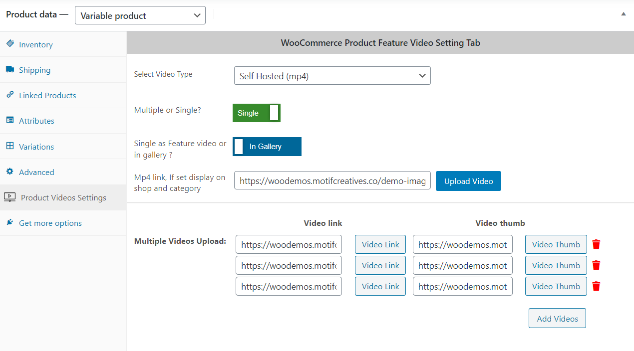 product video for woocommerce