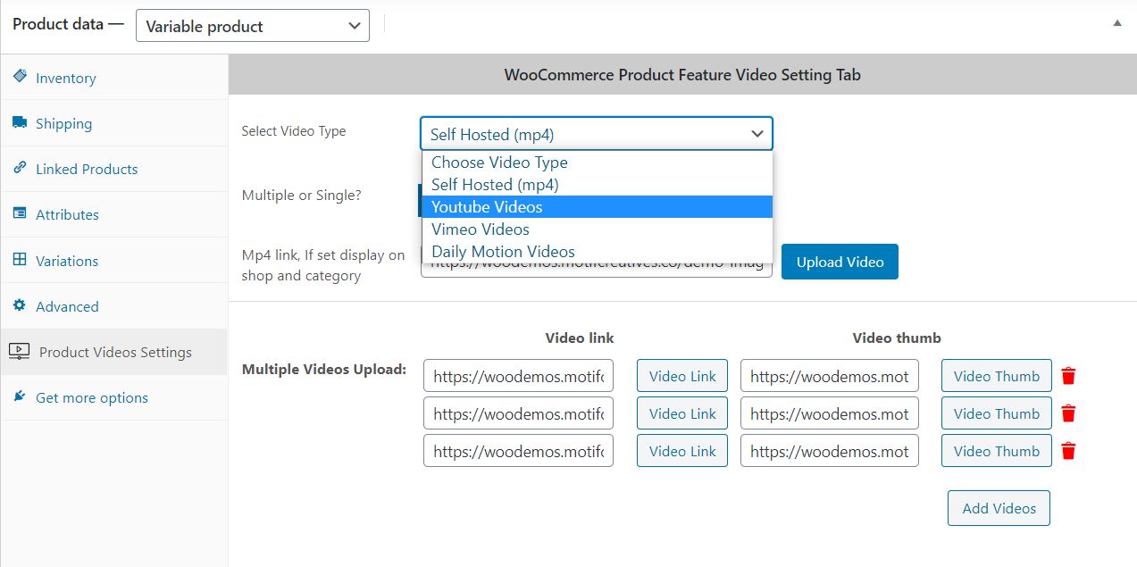 product video for woocommerce