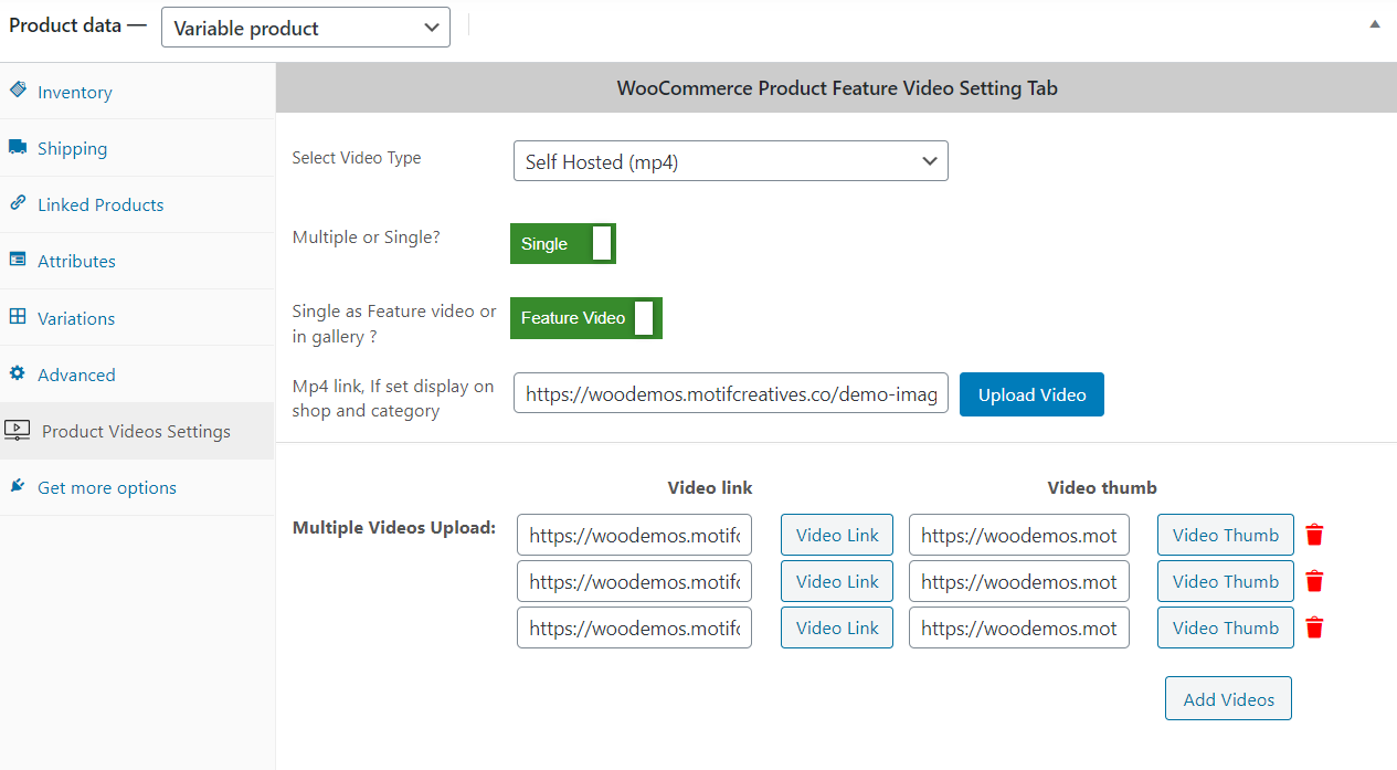 product video for woocommerce