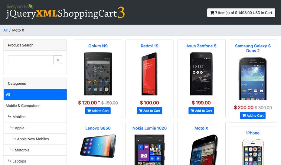 JQuery XML Shopping Cart