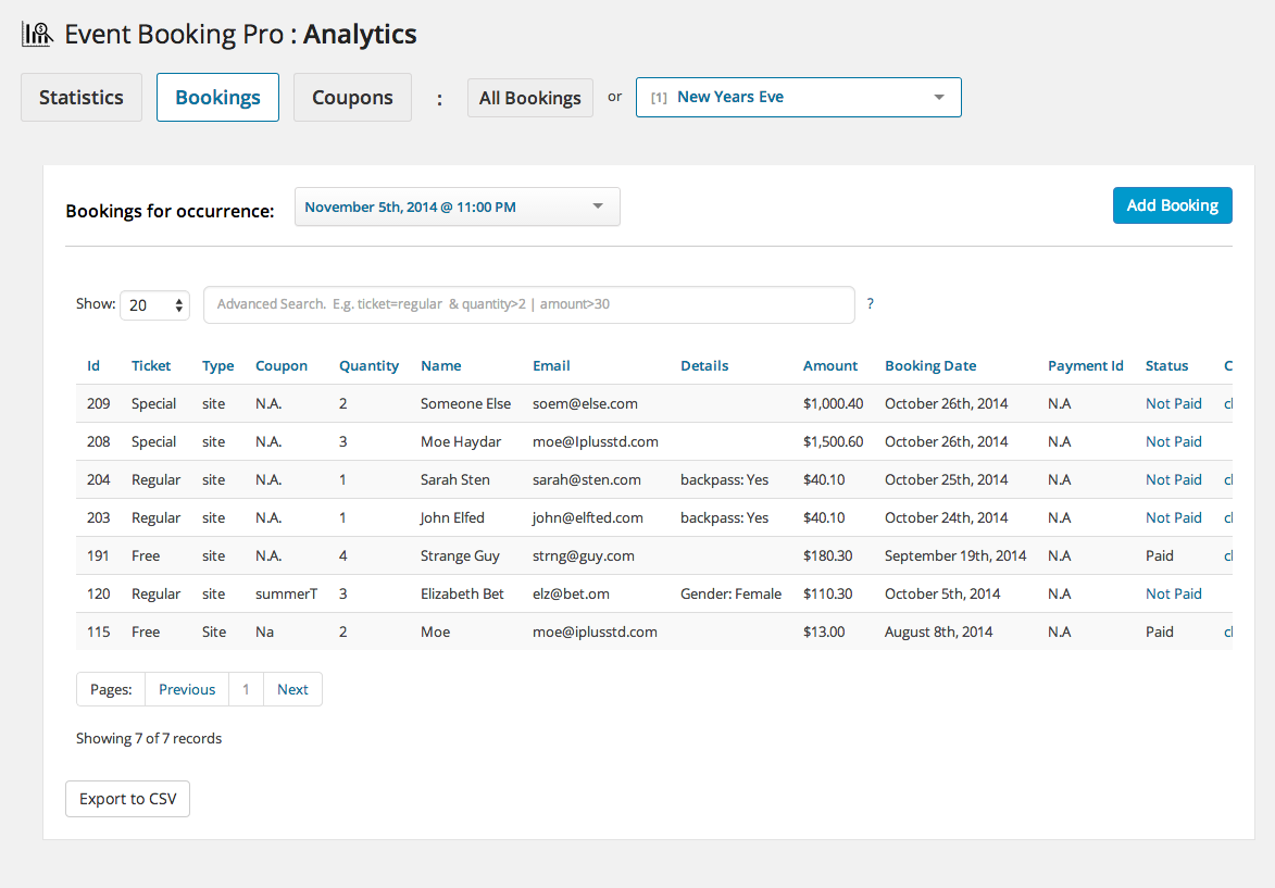 Event Booking Pro: Analytics & Checkin Addon - 3