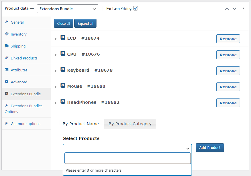 WooCommerce bundle - Add specific products