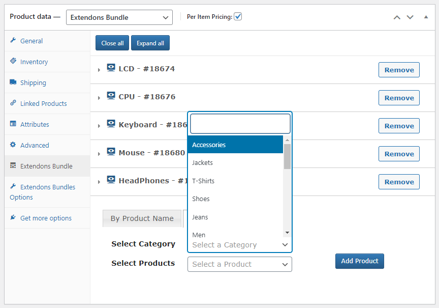 WooCommerce bundle - Add category