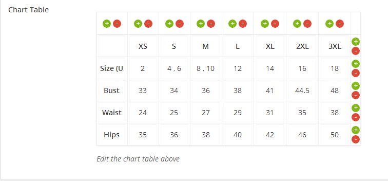 WooCommerce Product Chart Sizes Table - 7