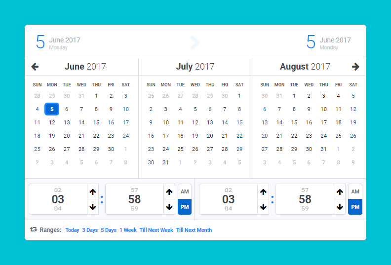 Calentim - Date Time Range Picker - 3