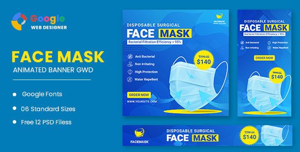 Face Mask Animated Banner Google Web Designer image