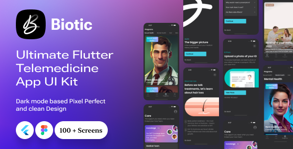 Biotic - Ultimate Flutter Telemedicine App UI Kit Flutter  Mobile Templates