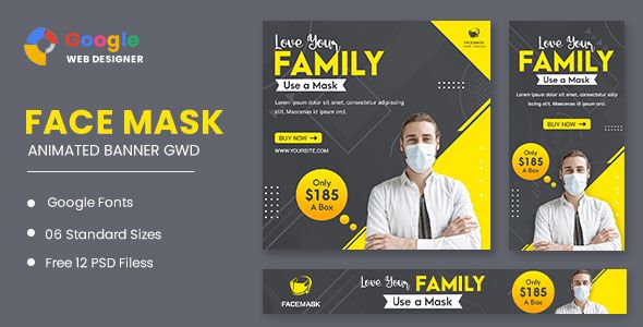 Face Mask Animated Banner Google Web Designer image