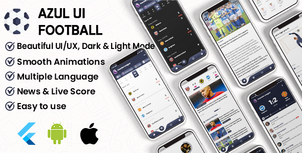 Flutter Football UI Kit: LiveScore & Chats Matches & News Sport ( ANDROID, IOS ) Flutter  Mobile 