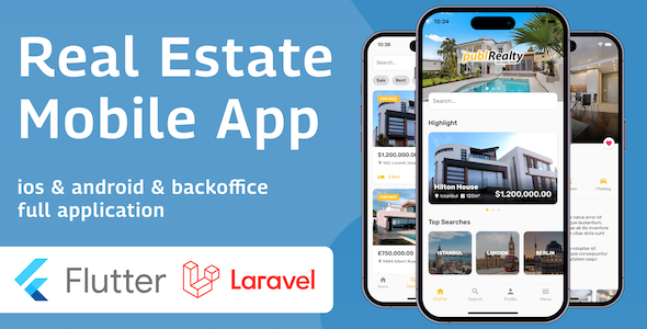 Flutter Real Estate Mobile App with Admin Panel | Flutter & Laravel 9 image