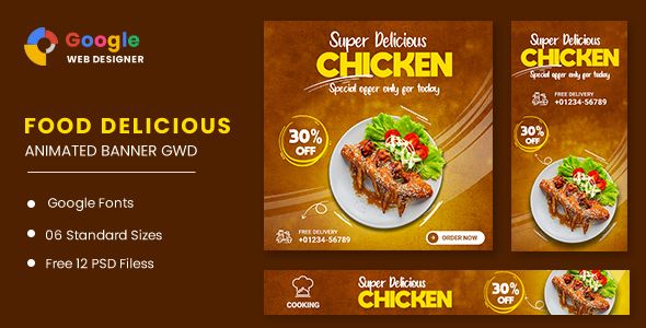 Food Chicken Animated Banner GWD image