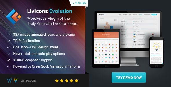 LivIcons Evolution for WordPress - The Next Generation of the Truly Animated Vector Icons