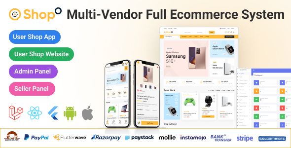 Shopo eCommerce - Multivendor eCommerce Flutter App with Admin Panel & Website Flutter  Mobile Ecommerce
