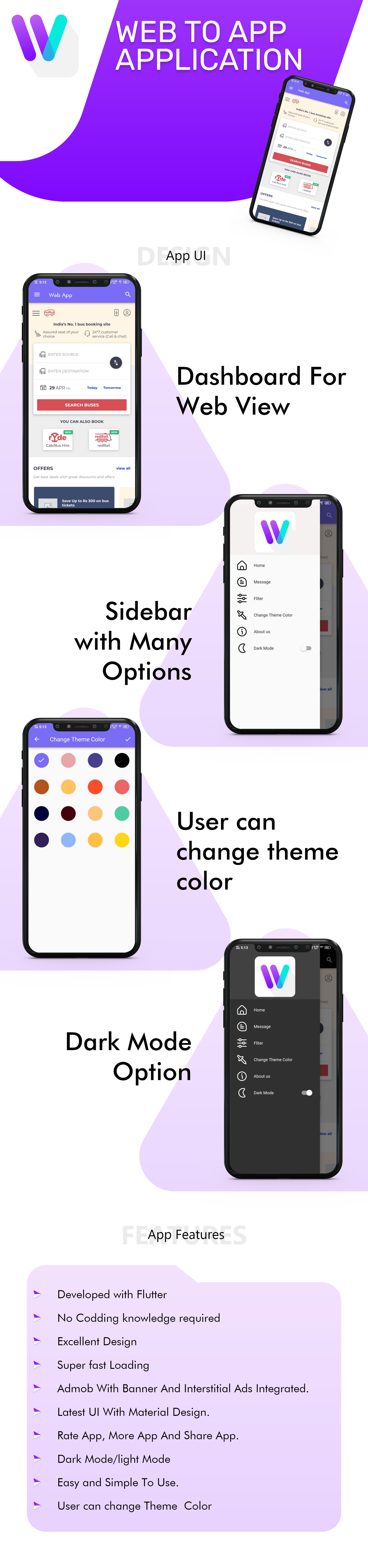 Smart flutter WebView App -Web To App - Android and ios Web View - Multi URL Support - 1