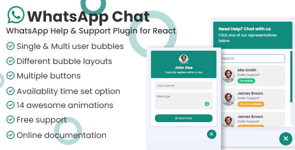 WhatsHelp - WhatsApp Help and Support Plugin for React image