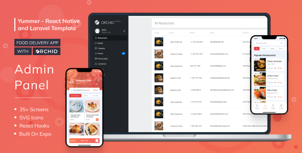 Yummer - Food Delivery App with Laravel Orchid Admin Panel image