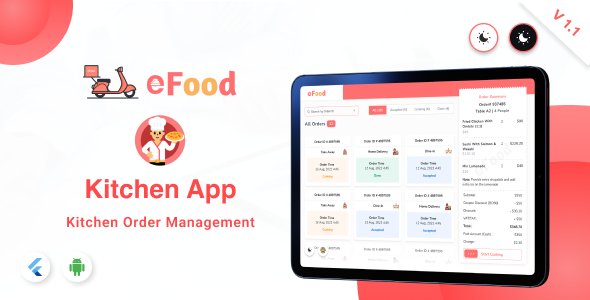 eFood -  Kitchen/Chef App Flutter Food Mobile 