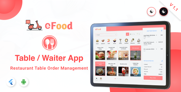 eFood - Table/Waiter App Flutter  Mobile 