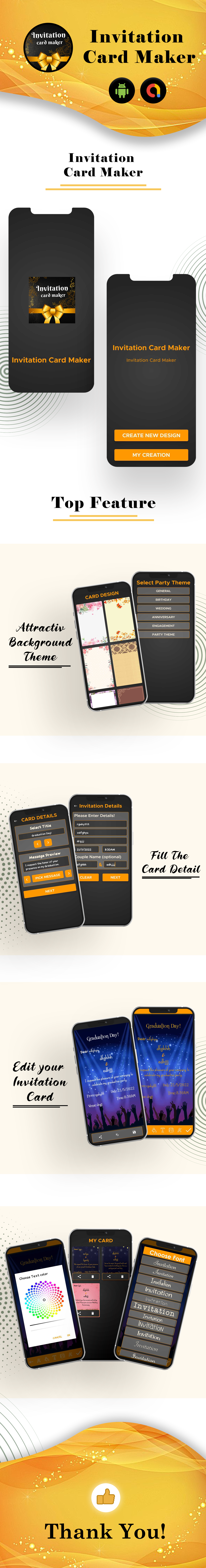 Digital Invitation Card Maker | Invitation Maker | Offline Invitation Card Maker | Admob Ads - 1