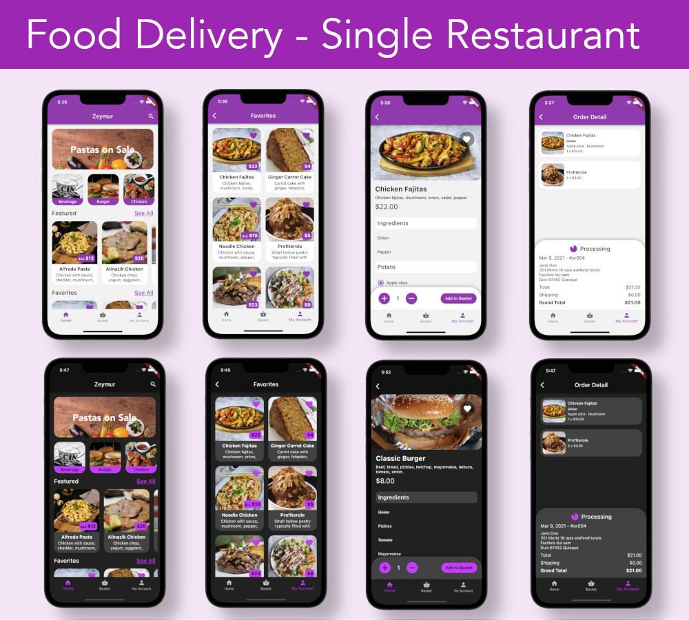 Food Delivery App (Single Restaurant) UI Template for Flutter - 1