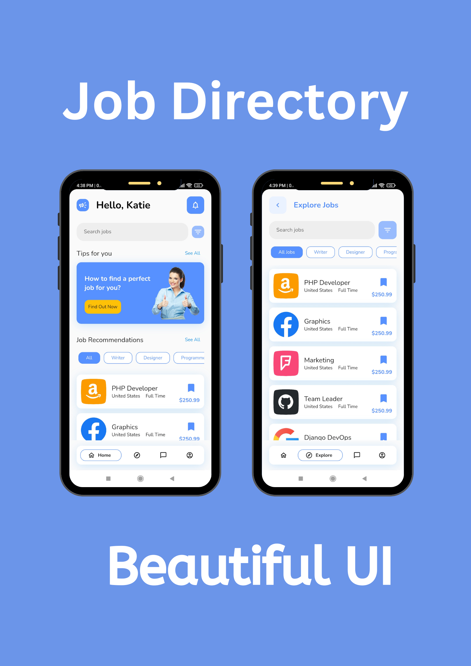 Job Directory Flutter Mobile App UI Element Template - 1