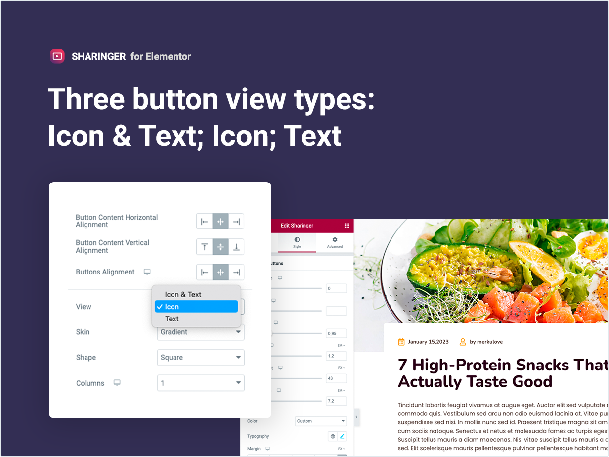 Three button view types: Icon and Text, Icon, Text