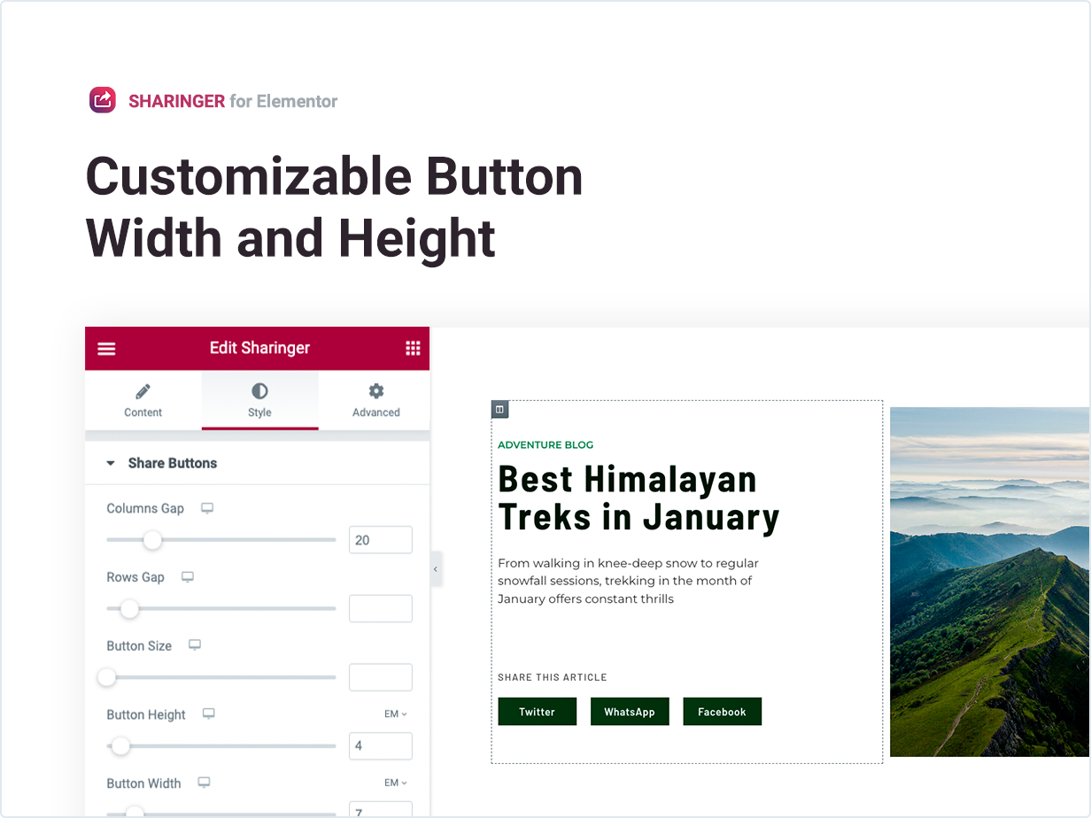 Customizable Button Width and Height