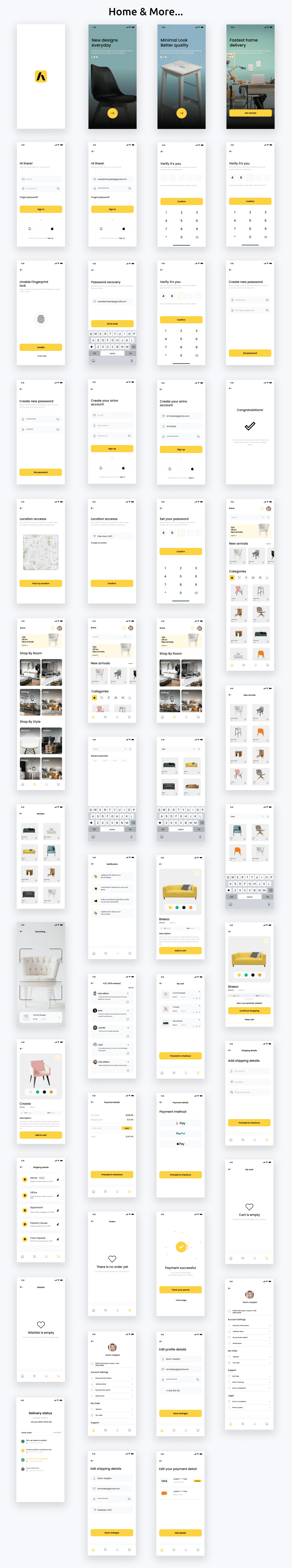 Arino ANDROID + IOS + FIGMA | UI Kit | Flutter | Furniture Ecommerce App | Free Figma File - 3