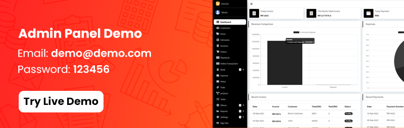 Invoxi Admin Panel Demo