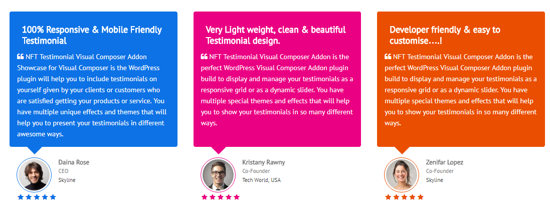 Testimonials Showcase for Visual Composer add on - 2