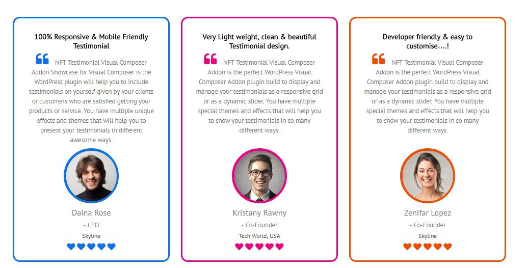 Testimonials Showcase for Visual Composer add on - 13