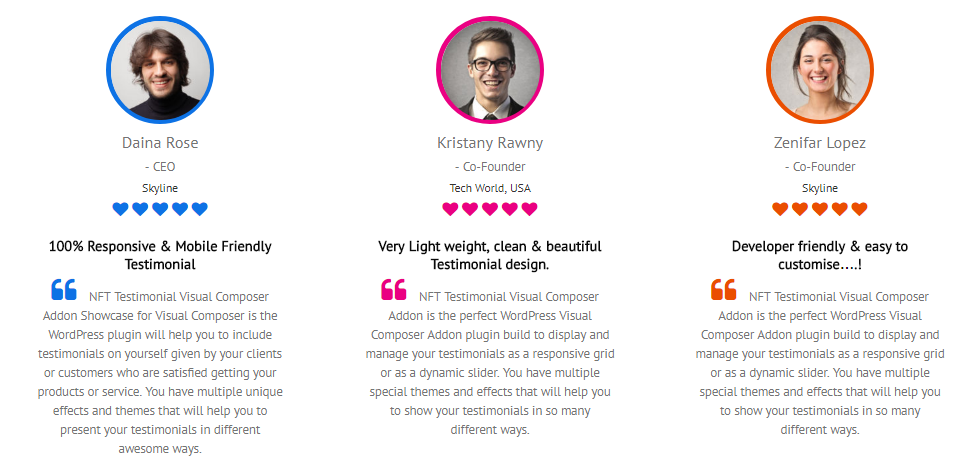 Testimonials Showcase for Visual Composer add on - 12