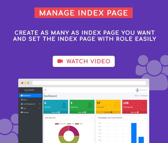 manage index page super admin user management system