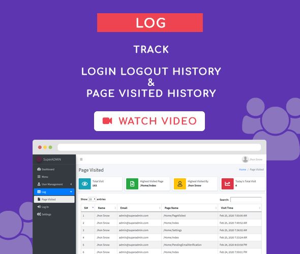 log super admin user management system